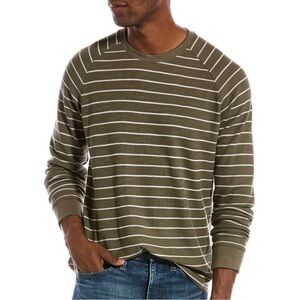 Vince Men’s Green and White Long Sleeve Tee, Size